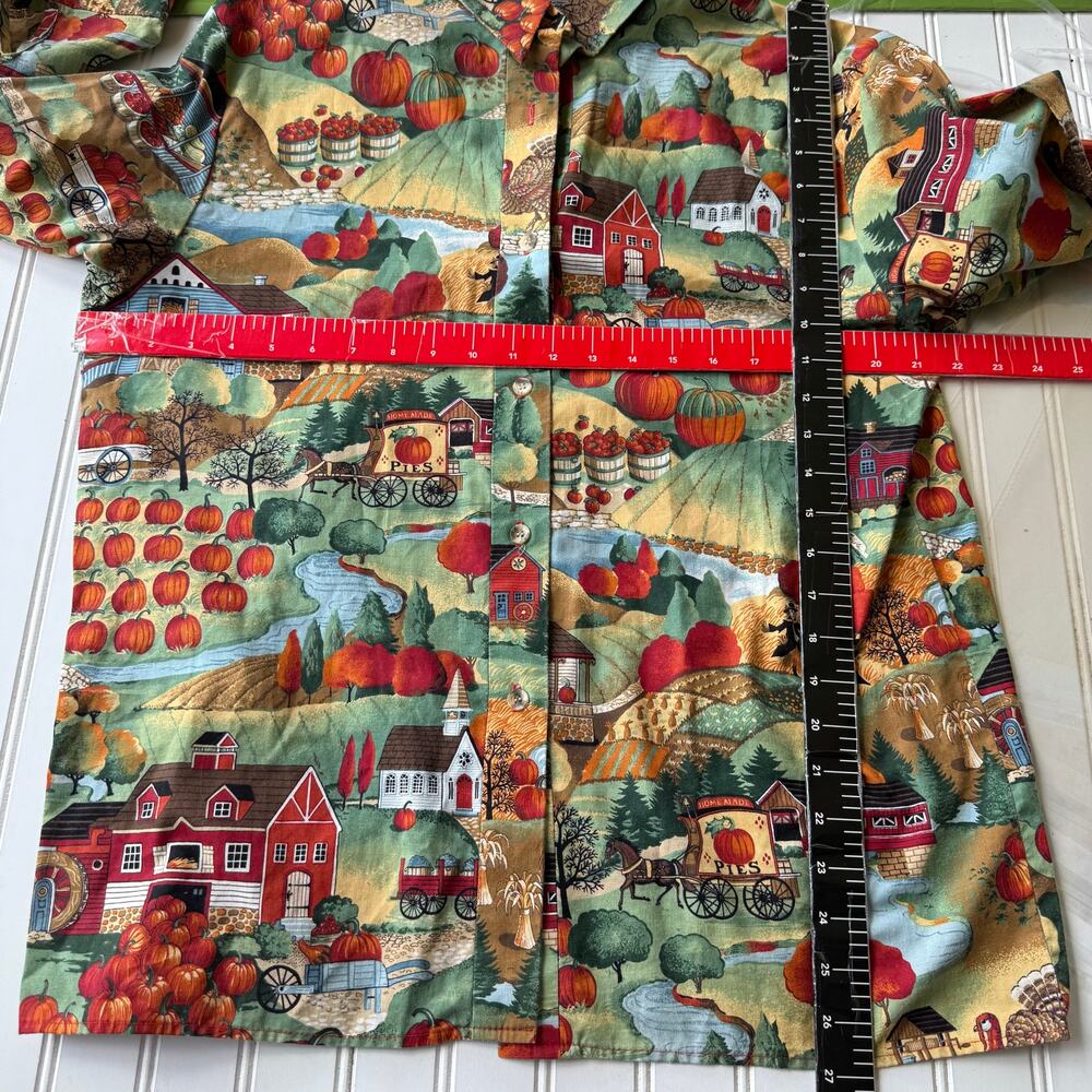 Vintage Just for Fun Size L Fall in the Farm Buttondown Shirt - Picture 7 of 8